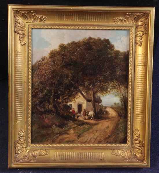 James Stark (1794-1859) Travellers beside a cottage 12 x 10in.